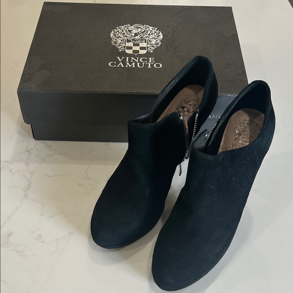 Vince Camuto Suede Black Ankle Booties